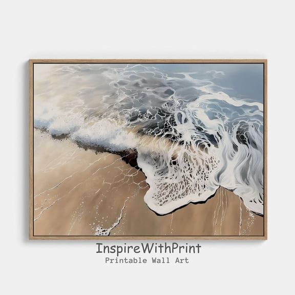 Rustic Coastal Landscape Wall Art, Boho Beach Poster Moody Ocean Wave Poster Neutral Seascape Art Printable, Boho Wall Decor, Waves, Size 8x12 UNFFRAMED F03.1.6l212