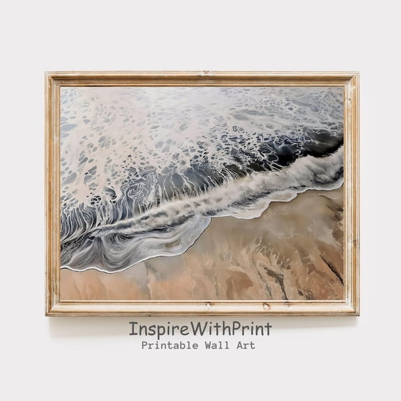 Rustic Coastal Landscape Wall Art, Boho Beach Poster Moody Ocean Wave Poster Neutral Seascape Art Printable, Boho Wall Decor, Waves, Size 8x12 UNFFRAMED F03.1.6l210