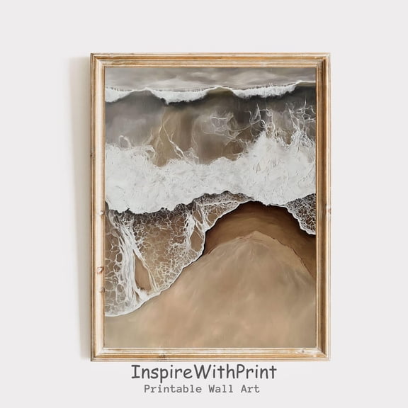 Rustic Coastal Landscape Wall Art, Boho Beach Poster Moody Ocean Wave Poster Neutral Seascape Art Printable, Boho Wall Decor, Waves, Size 8x12 UNFFRAMED F03.1.6l226