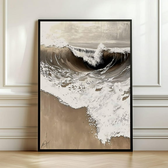 Rustic Coastal Landscape Wall Art, Boho Beach Print, Moody Ocean Wave Print, Neutral Seascape Art Printable, Boho Wall Decor, Waves, Size 8x12 UNFFRAMED F03.1.5l1861