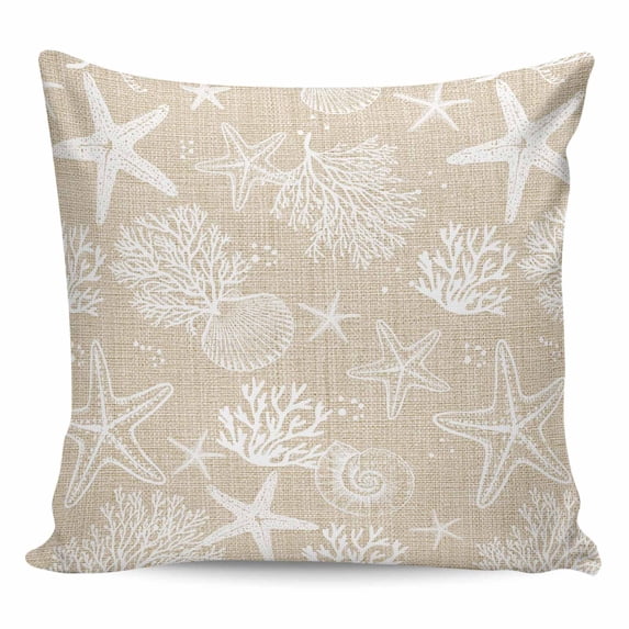 Rustic Coastal Pillow Covers 20x20 Inch Decorative Throw Pillow Cover, Sea Nautical Summer Beach Starfish Coral Sofa Pillowcases Accent Cushion Case Home Decor Bedroom Living Room