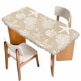 thumbnail image 1 of Rustic Coastal Table Cloths for 4 Foot Rectangle Tables, Sea Nautical Summer Beach Starfish Coral Patio Waterproof Elastic Fitted Tablecloths, Washable Rectangular Table Cover for Camping, 1 of 8