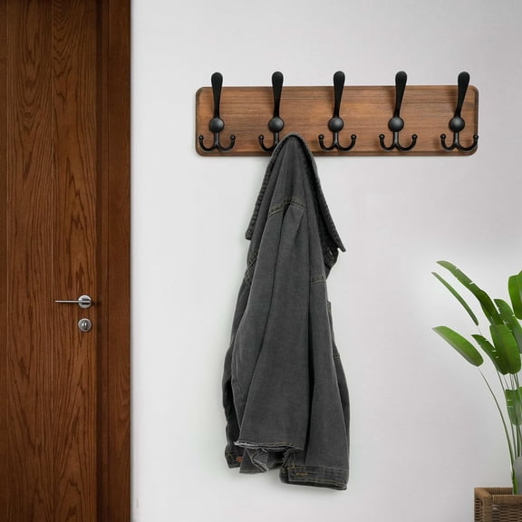 Rustic Coat Rack Wall Mounted, 2 Packs, Brown