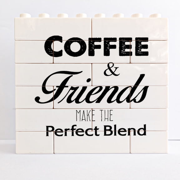 Rustic Coffee Friend Sign Coffee Friends Make The Perfect Blend Building Bricks Blocks Puzzles Farmhouse Home Kitchen Desk Shelf Decor