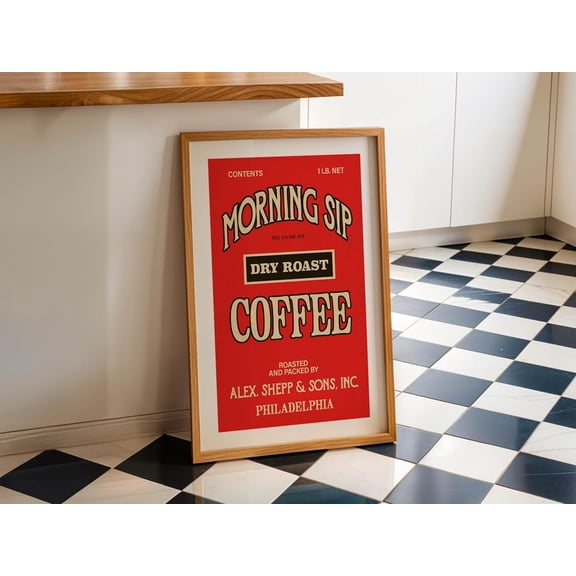 Rustic Coffee Label Kitchen Wall Art, Unframed Paper Print Size 8x12