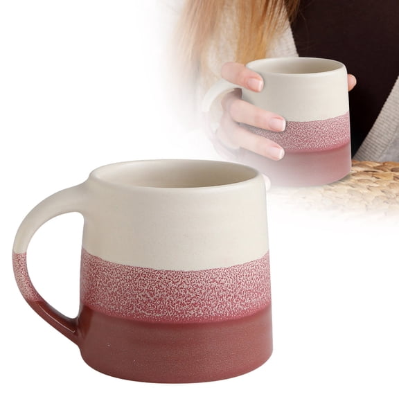 Rustic Coffee Mug, 18oz Ceramic Coffee Cup with Handle, Vintage Striped Stoneware Coffee Mugs for Latte, Cappuccino & Dishwasher Safe for Office/Home/Kitchen