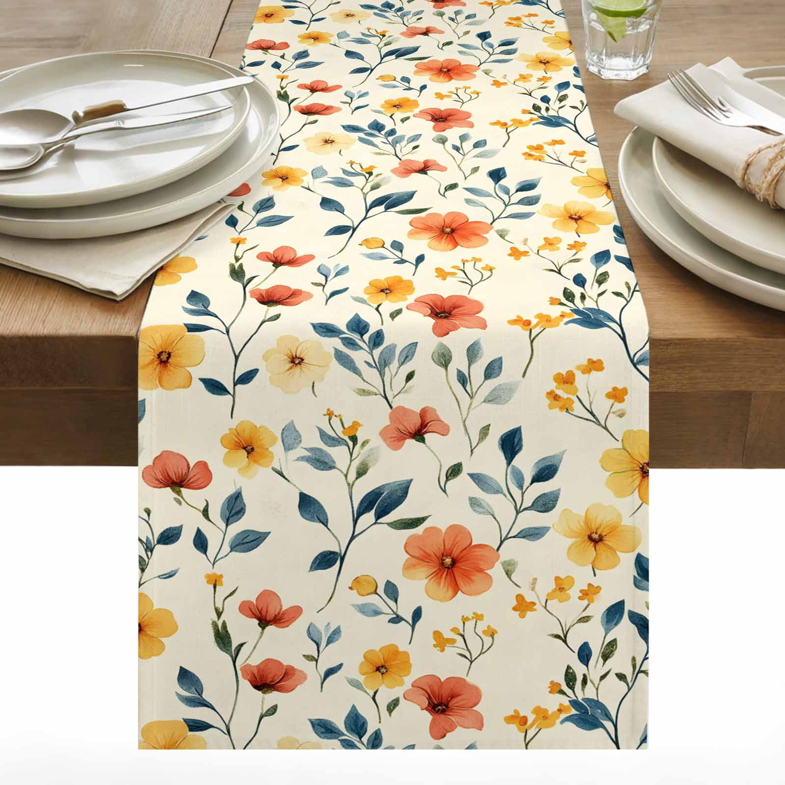 Assorted Table Runners Rustic Colorful Table Runner 13x108 inch Flowers Botanical Leaves ...