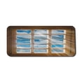 thumbnail image 1 of Rustic Computer Mouse Pad, Wooden Window with Beaming Sun Scenic View of Sky and Cloudscape Print, Rectangle Non-Slip Rubber Mousepad X-Large, 35" x 15", Pale Brown Blue White, by Ambesonne, 1 of 2