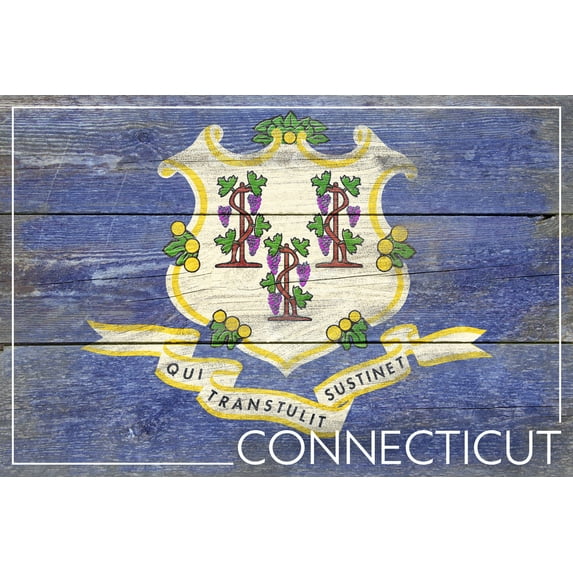 Rustic Connecticut State Flag (24x36 Giclee Gallery Art Print, Vivid Textured Wall Decor)