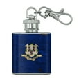 thumbnail image 1 of Rustic Connecticut State Flag Distressed USA Stainless Steel 1oz Mini Flask Key Chain, 1 of 3
