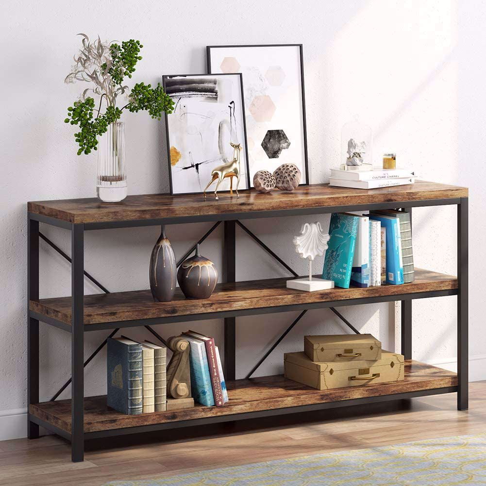 Rustic Console Sofa Table 3 Tiers Industrial Narrow Long Sofa