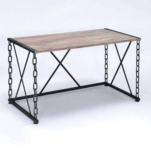 Rustic Console Table With Oak Finish And Black Metal Details Antique Frame Surface