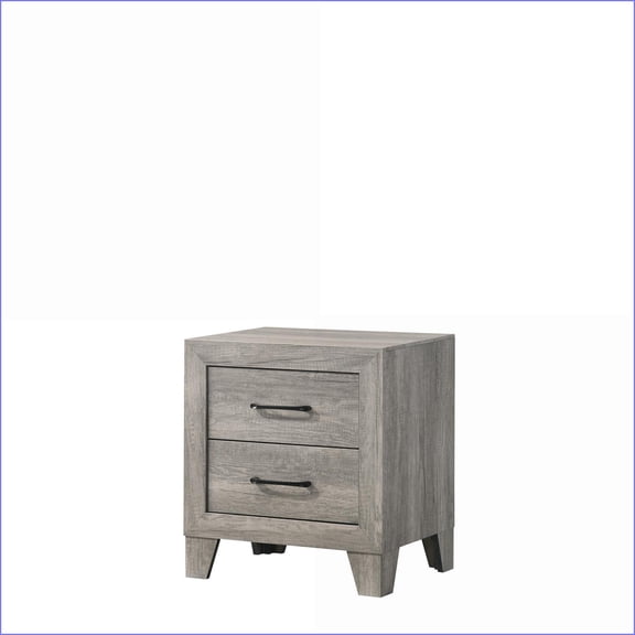 Rustic Contemporary 2-Drawer Nightstand Wooden Bedroom Storage, Rustic Gray