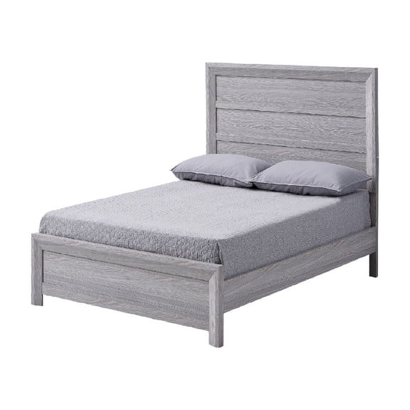 Rustic Contemporary Gray Wood Panel Bed Frame for Bedroom, Twin Size, Solid & Durable with Decking Headboard, Modern Farmhouse Style Furniture