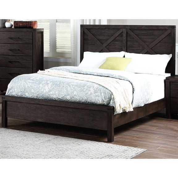 Rustic Contemporary Queen Size Bed, Equipped With Headboard Bedroom Enchantment