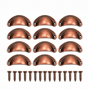 Rustic Copper Cabinet Handles   12 Pack Cup Pulls for Kitchen Cabinets, Dresser Drawers, Cupboards & Wardrobe Doors   Hardware with Mounting Screws