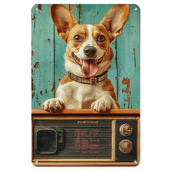Rustic Corgi Dog Vintage Metal Tin Sign, 8x12 inches, Retro Wall Art for Home, Restaurant, Bar, Cafe, Garage Decor, Fun Iron Artwork