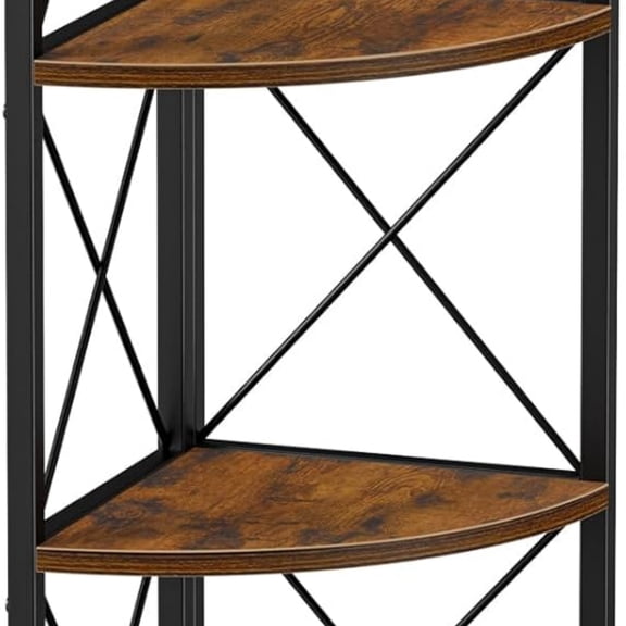 Rustic Corner Shelf Stand for Desktop, 4 Tier Corner Storage Plant Shelf, Freestanding Corner Shelf Display Rack, Multi-Unit Organizer for Living Room, Home Office, Small SpaceRustic Brown