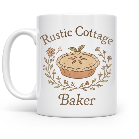 Baker 11 oz Coffee Mug - Rustic Cottage White Ceramic Gift