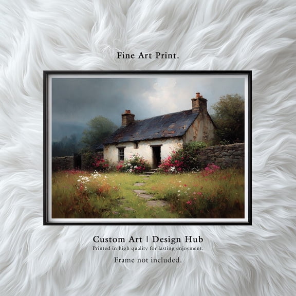 Rustic Cottage Wall Art Print, Vintage Countryside And Farmhouse Decor
