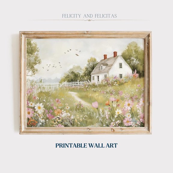 Rustic Cottage Wall Art Vintage Wildflower Farmhouse Decor, Paper Print UNFRAMED POSTER