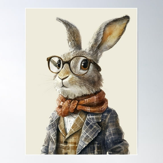 Rustic Cottagecore Hare Poster Wall Art, Modern Wall Decor For Living Room Bedroom, 24x36 UNFRAMED