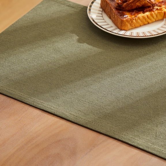 Rustic Cotton Linen Table Runner, Olive, Farmhouse Style Green, Washable Kitchen Dining Table Decoration for Home Party Decor