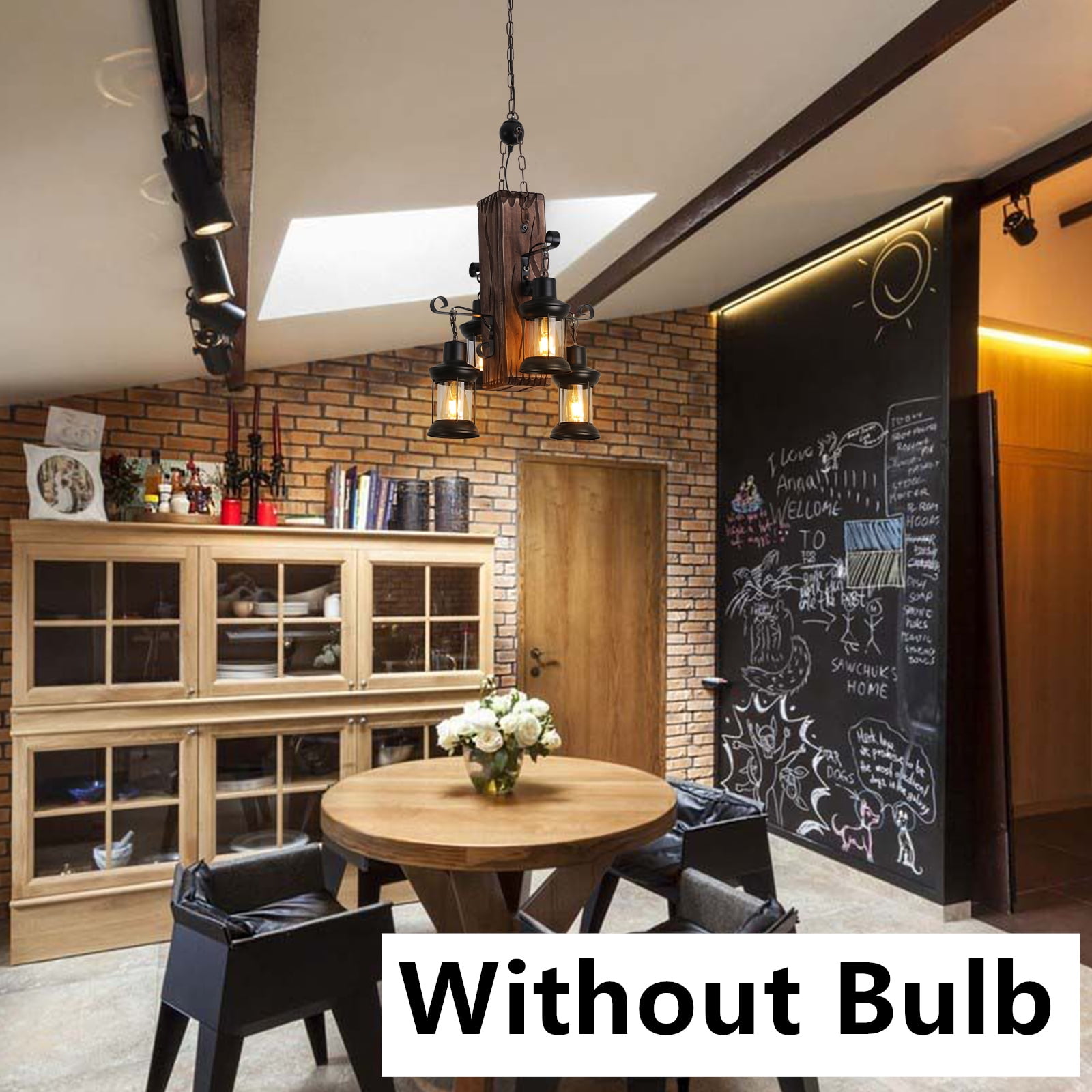 Rustic Country Chandelier Industrial Wood 4Light Pendant Light Fixture Hanging Rustic Wood Chandelier Farmhouse 4 Light Vintage Pendant Light Ceiling Fixture Farmhouse Chandelier Country Pendant Light