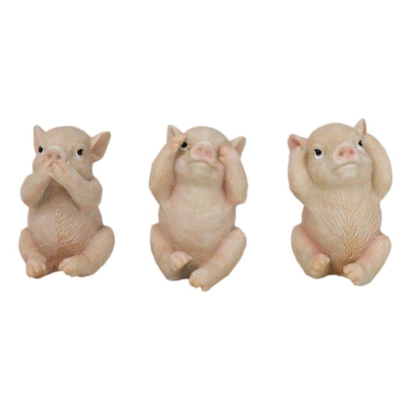 Rustic Country Hog Heavens See Hear Speak No Evil Piglet Pigs Figurines Set