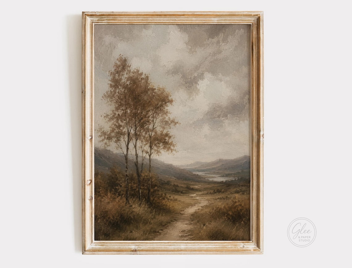 Rustic Country Path Wall Art Print, Antique Countryside Landscape And ...
