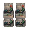 Rustic Country Rooster Kitchen 1 Car Front And Rear Floor Mats, Anti