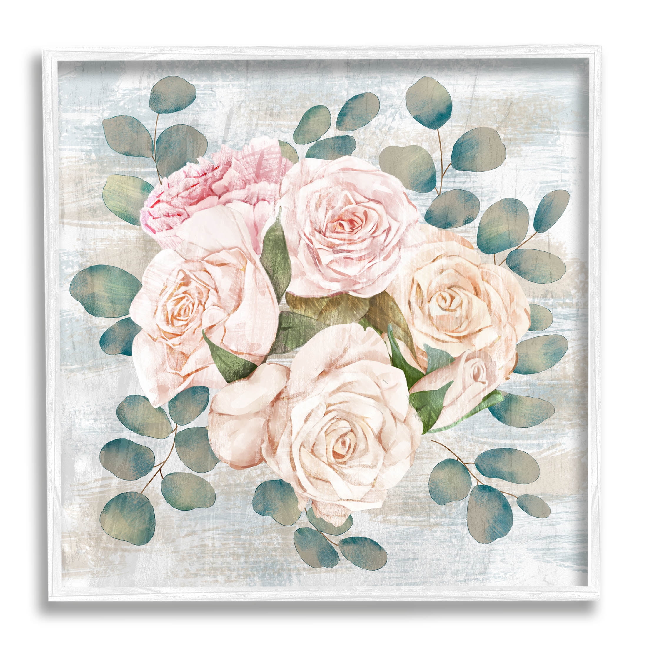 Rustic Country Roses Arrangement Botanical & Floral Graphic Art White Framed Art Print Wall Art