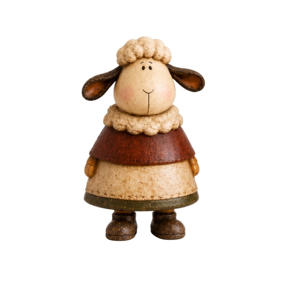 Rustic Country‑Style Sheep Resin Figurine, Vintage Harvest Desktop Statue, Fall Thanksgiving Tabletop Ornament for Shelf Mantel Home Decor