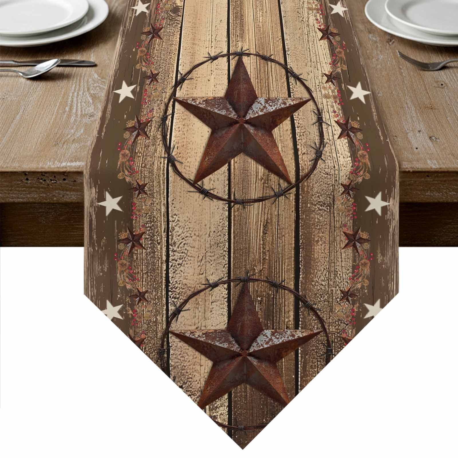 Western Rustic Table Runner Rustic Country Table Runner Linen Burlap Table Runner 70 Inches Long ...