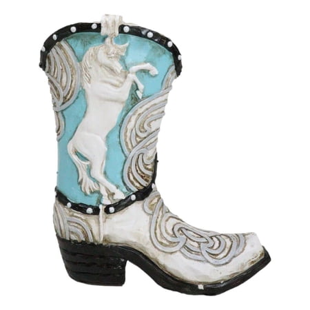 Rustic Country Western Turquoise Prancing Horse Cowboy Boot Piggy Money Bank