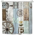 thumbnail image 1 of Rustic Country Wooden Shower Curtain 72Wx72L Inch Vintage Western Farmhouse Wood Barn Door Wheel Shabby Chic Sunflower Plank Bathroom Decorations Bath Accessories Art Home Decor Fabric 12 Hooks, 1 of 6