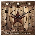 thumbnail image 1 of Rustic Country Wooden Wall Clock Silent Non Ticking, Western Stars Brown Texture Wooden Print Square Wall Clocks Battery Operated, Decor Clock for Home Office, Living Room, Kitchen, 10 Inch, 1 of 9