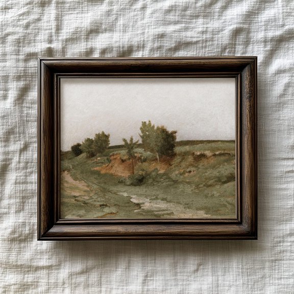 Rustic Countryside Meadow Tranquil Landscape Decor Wall Art