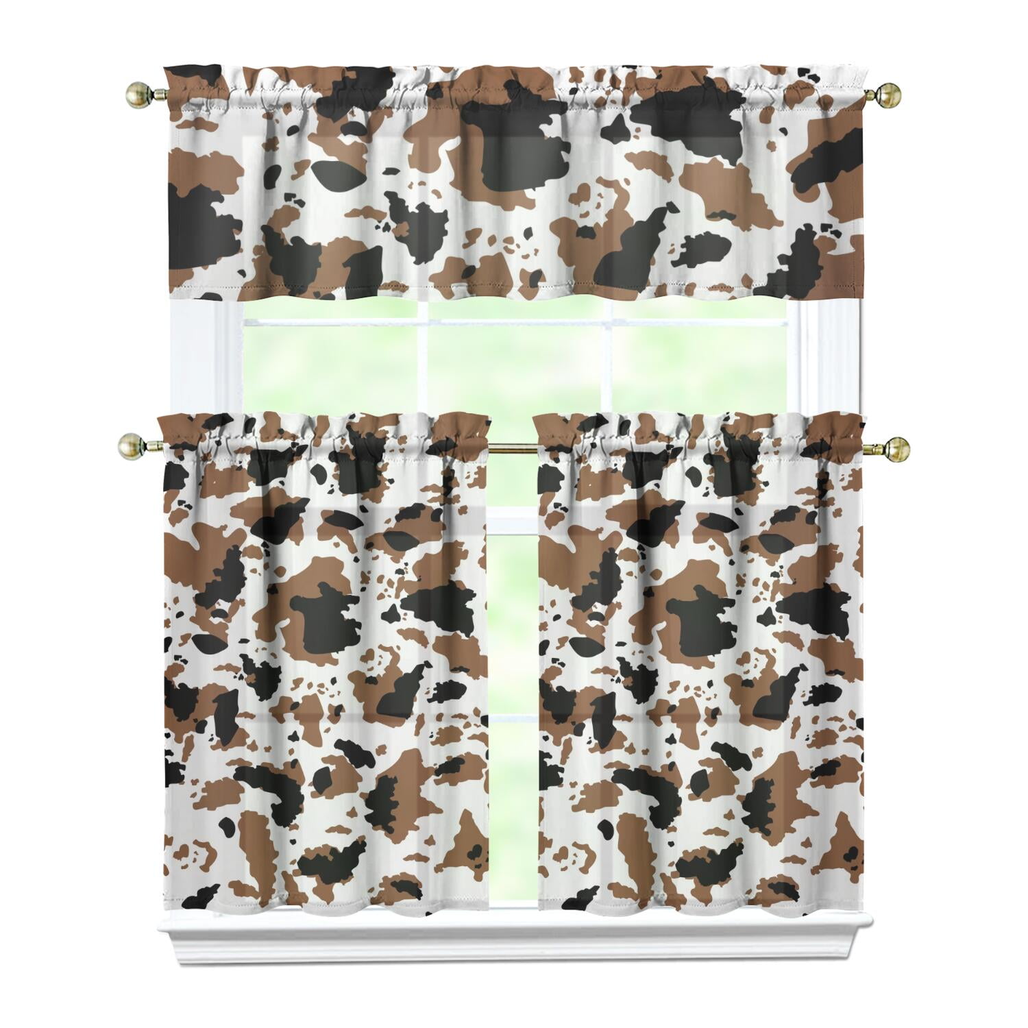 Rustic Cow Farmhouse Kitchen Curtains Set Black and White Classic Cute ...
