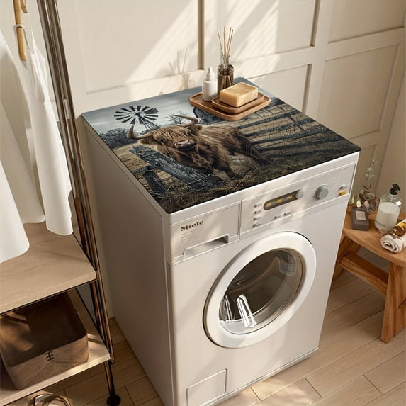 Rustic Cow Pattern Dish Drying Pad - Highly Absorbent, Water-resistant Washstand Mat, Fashionable Dust Cover for Faucet & Cup Protection, Ideal Kitchen & Bathroom Accessory