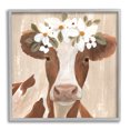 thumbnail image 1 of Rustic Cow Portrait Flower Blossoms Animals & Insects Graphic Art Gray Framed Art Print Wall Art, 1 of 7