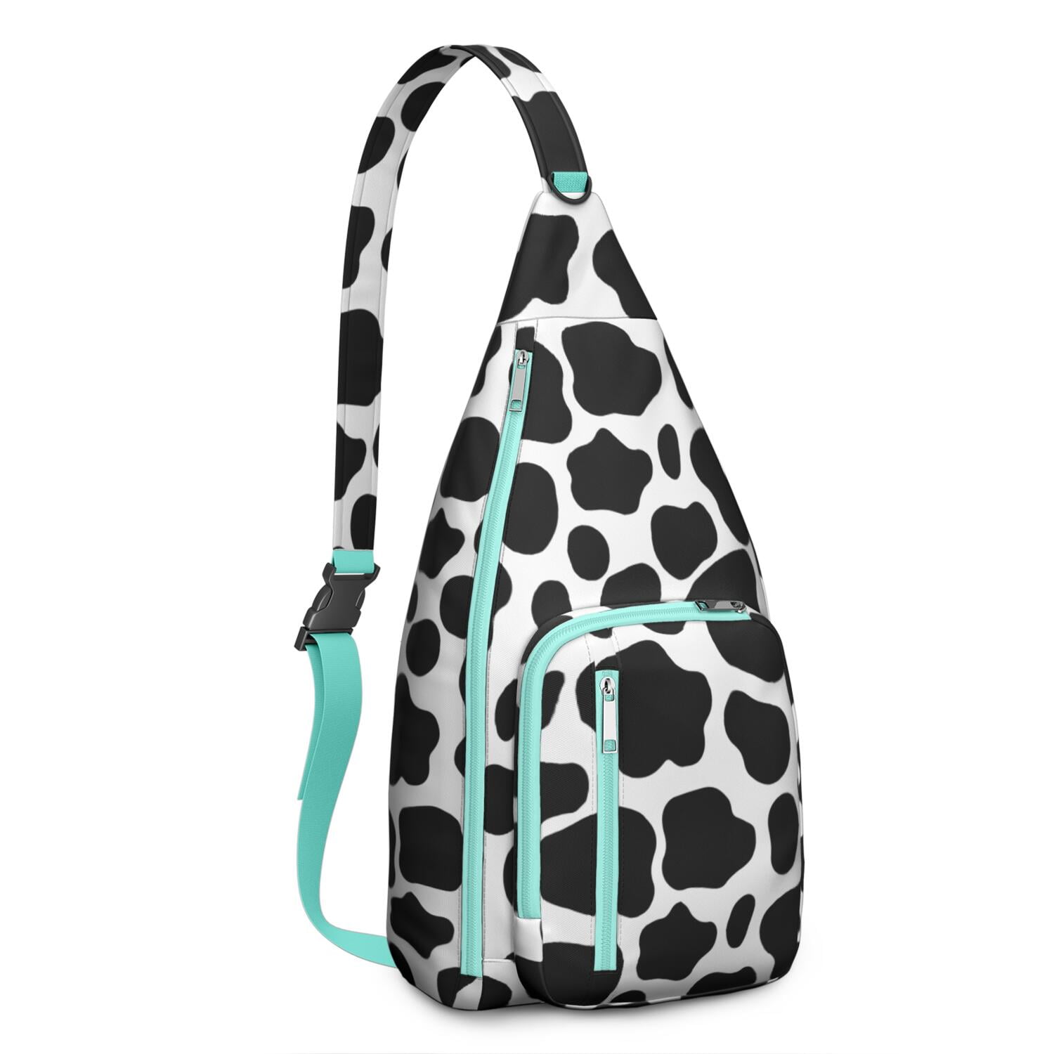 Rustic Cow Print Chest Bag - Vintage Farmhouse Style Sling Bag with Black and White Cattle Pattern, Cute Cartoon Country-Themed Fanny Pack for Animal Lovers (Farm & Nature Inspired)"