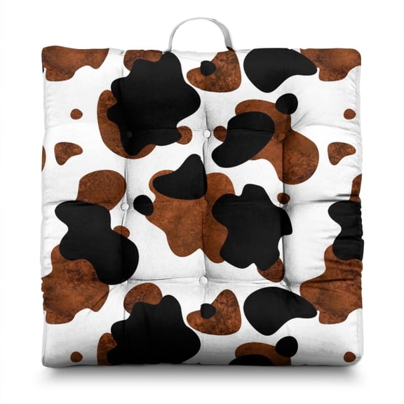 Rustic Cow Print Pillow – 22x22 Inch Square Cushion, Dutch Velvet, Country-Style Cow Art (Minimalist Black & White Texture for Natural Decor)