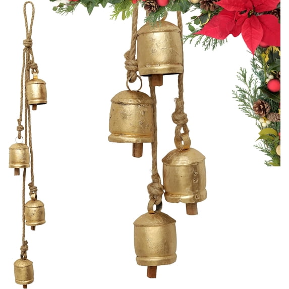 Rustic   Cowbells Garland - Farmhouse Christmas Bell Decor with Jute Rope -   Bells for Holiday, Porch, Wall & Outdoor Decoration
