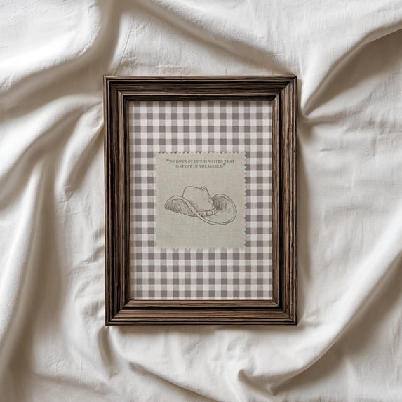 Rustic Ranch Home Ideas Rustic Cowboy Hat Western Farmhouse Quote Neutral Ranch Gingham Western ...
