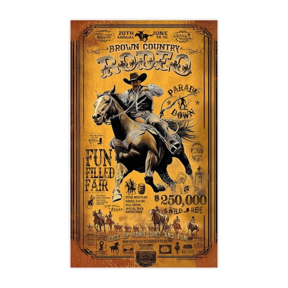 Rustic Cowboy Rodeo Vintage Western Wall Art Print, Unframed Paper Poster 11x14in