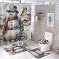 thumbnail image 1 of Rustic Cowboy Snowman Watercolor 4Pcs Shower Curtain Set with Rugs Shower Curtain And Rugs Shower Curtain Set Winter Snowman Waterproof Personality Pattern Bath Curtain for Bathroom Decor, 1 of 8