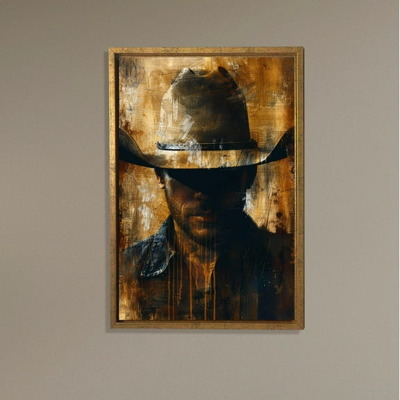 Rustic Cowboy Wall Art, Western Man Portrait Print, Dark Brown Country Decor, Farmhouse Rodeo Artwork, Masculine Room Poster, Size 24x36 UNFFRAMED F03.1.8l1692