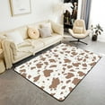 thumbnail image 1 of Rustic Cowhide Living Room Rugs Area Rug,Farmhouse Brown Beige Cow Fur Print Rug For Warm Indoor Floor Mat,Western Cowboy Animal Skin Graffiti Non-Slip Decorative Rug 5x7ft, 1 of 6