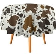 thumbnail image 1 of Rustic Cowhide Tablecloth,Western Farm Animal Theme Brown Black Cow Fur Round Table Cover for Kitchen Dining Birthday Party Holiday Buffet 60x60in, 1 of 6